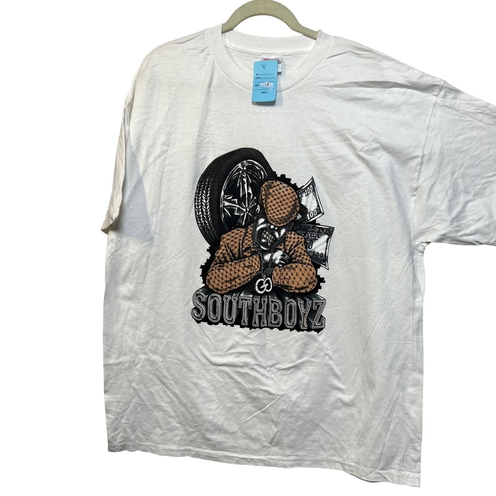 Hanes Mens T-Shirt Southboyz Graphic XL White Short Sleeve Hip Hop Streetwear
